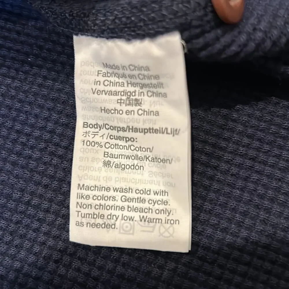 J CREW Mercantile Blue Waffle Henley Long Sleeve Shirt Large